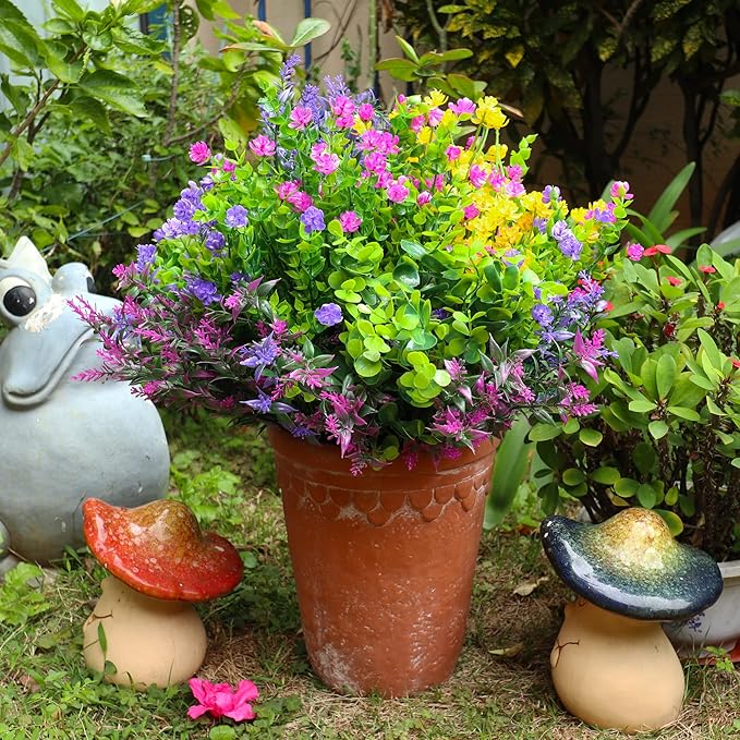 24 Bundles Artificial Fake Flowers Outdoor, 6 Styles UV Resistant No Fade Faux - Image 7