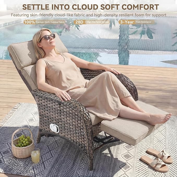 Zero Gravity Wicker Patio Recliner Chair - Image 4