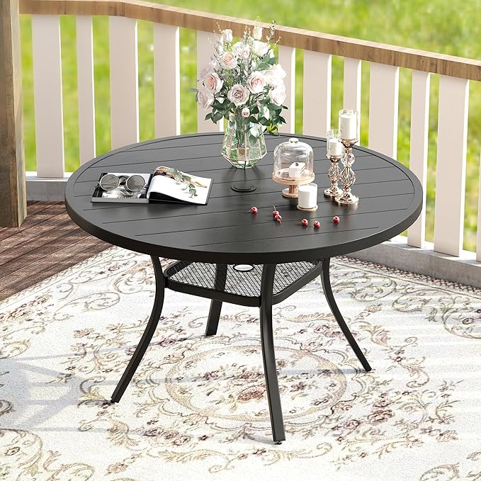 VICLLAX Patio Dining Set for 6, Outdoor Furniture Set Includes 47.2" Round - Image 4