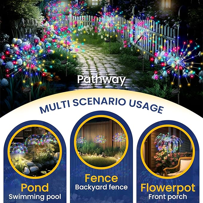GIGALUMI Garden Decor Outdoor Lights 120LED 2Pack, Solar Garden Lights - Image 4