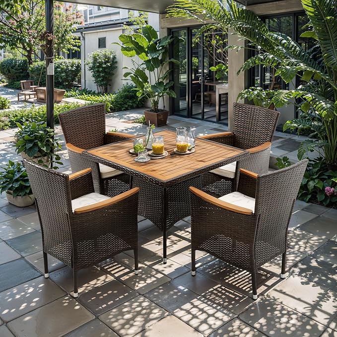 RoyalCraft 5 Piece Patio Wicker Dining Sets by Bringyoubetterlife