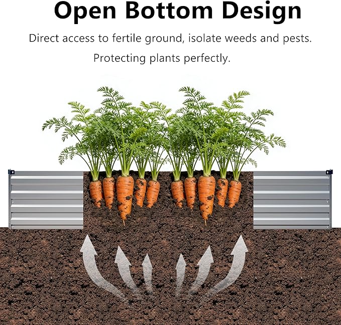 8x4x1 ft Galvanized Raised Garden Bed, Outdoor Planter Box Metal Patio Kit - Image 4