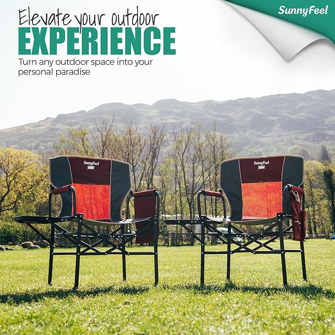 SUNNYFEEL Camping Directors Chair, Heavy Duty, Oversized Portable Folding Chair - Image 4