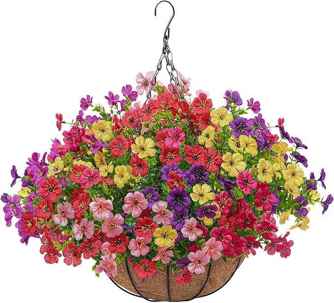 Artificial Faux Hanging Plants Flowers Basket - Image 9