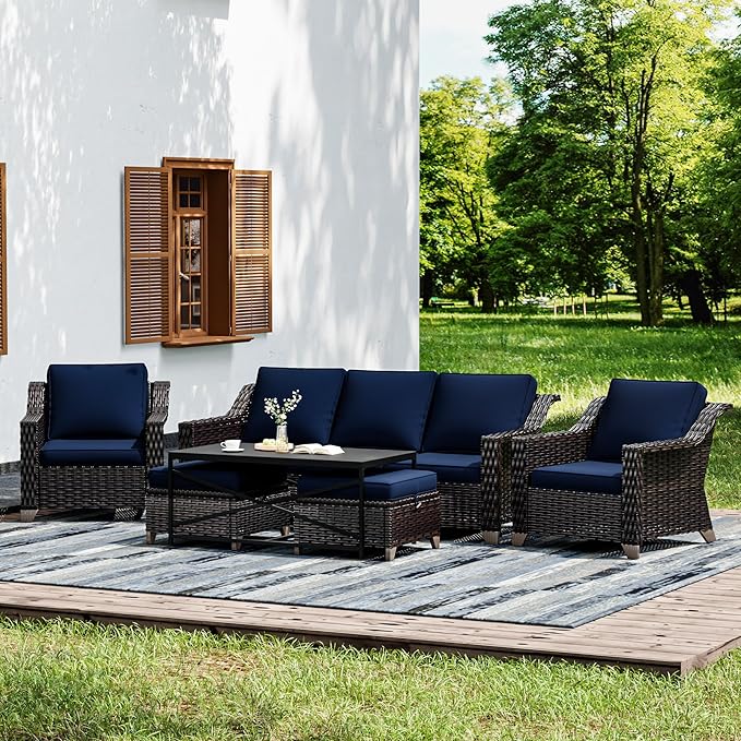 Joyside Wicker Patio Furniture Sets, 6 Pieces Upgraded Large Size Outdoor by Joyside