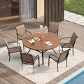 VICLLAX Patio Table and Chair Set of 6, All Weather Metal Round Outdoor Dining by HOME