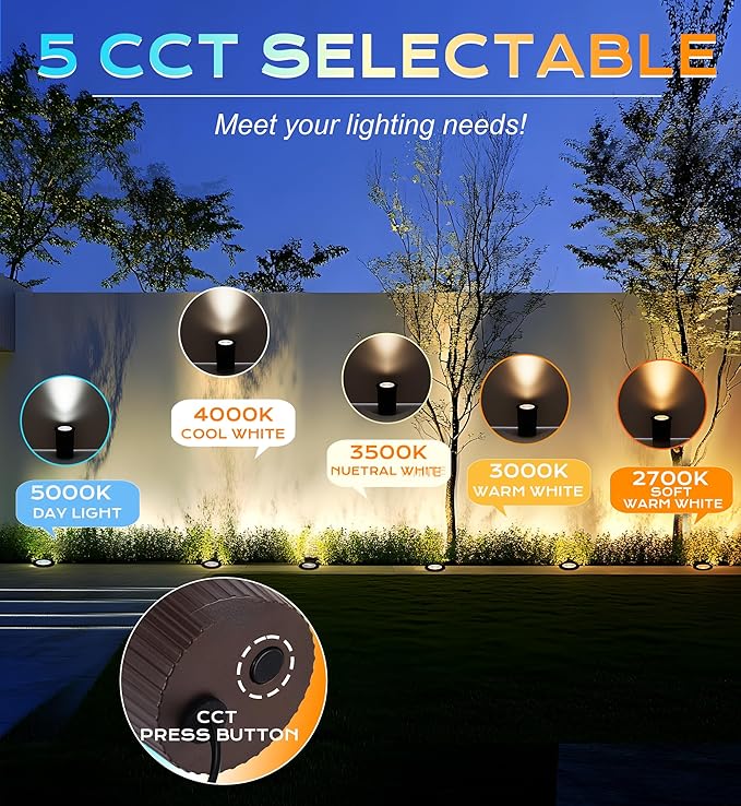 CLOUDY BAY 9W LED Landscape Well Lights, 2700K/3000K/3500K/4000K/5000K - Image 6