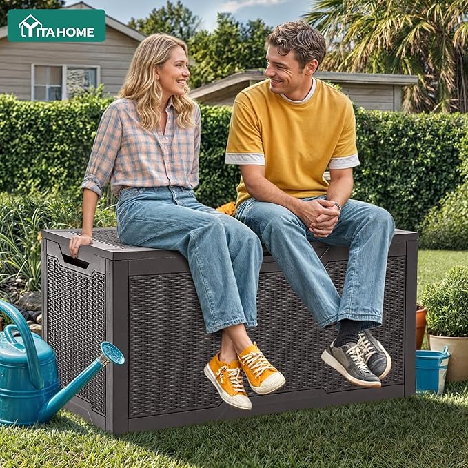 YITAHOME 100 Gallon Resin Deck Box, Weather Resistant Outdoor Storage Box - Image 4