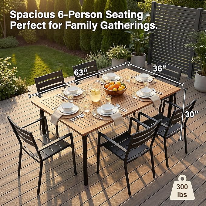 Flamaker Acacia Wood Patio Outdoor Dining Table - Image 7