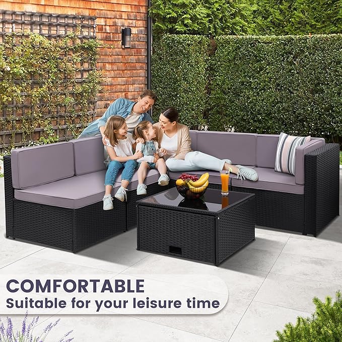 8-Piece Patio Furniture Set, Outdoor Wicker Rattan Sectional - Image 3