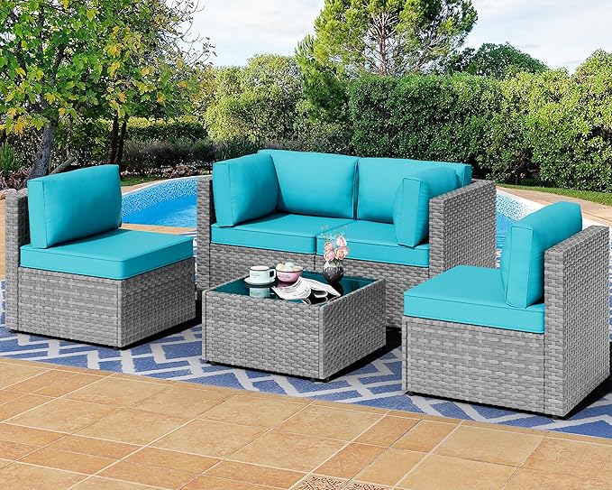 Shintenchi 5 Pieces Outdoor Patio Furniture Sets, Patio Sectional Sofa Couch by Shintenchi