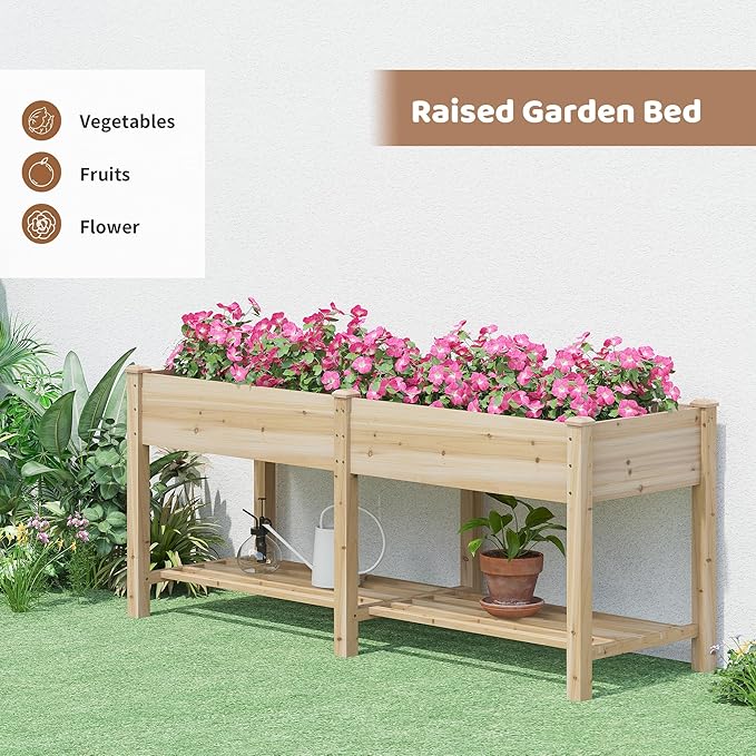 FILWH Raised Garden Bed with Legs Elevated Wooden Planter Box Stand Large - Image 2
