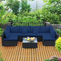 Tangkula 7-Piece Patio Furniture Set, Outdoor Sectional Wicker Sofa by TANGKULA