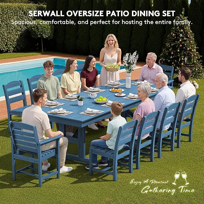 SERWALL 11 Piece Outdoor Dining Set - Image 6