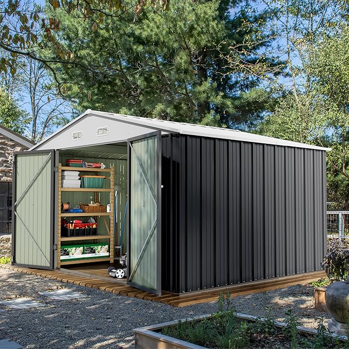 Devoko 10 x 8 FT Outdoor Storage Shed, Metal Garden Sheds & Outdoor Storage by DEVOKO