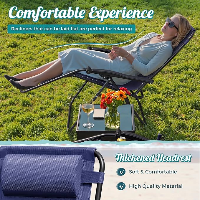 Homall Zero Gravity Chair Patio Folding Lawn Outdoor Lounge Gravity Camp - Image 5