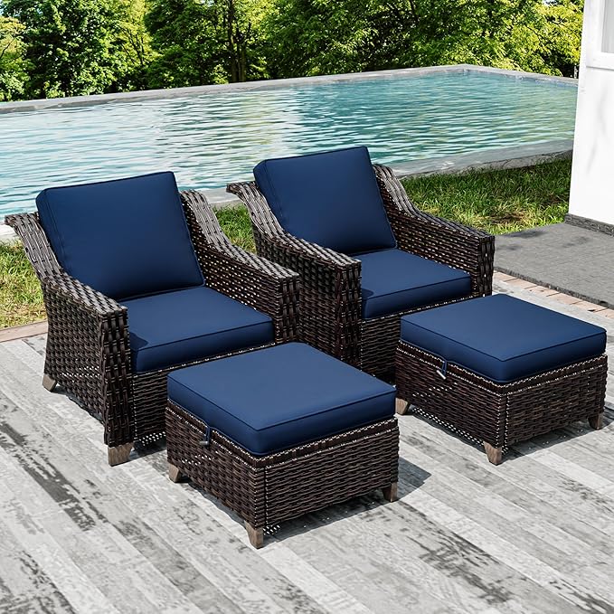 Joyside Wicker Patio Furniture Sets, 4 Pieces Upgraded Large Size Outdoor - Image 6