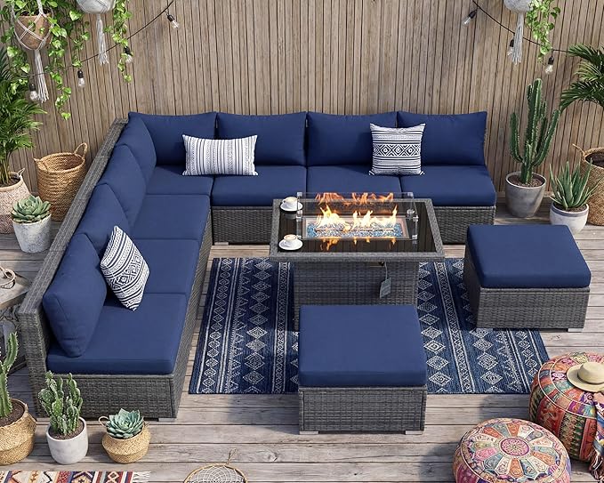 NICESOUL 10 Piece L-Shaped Outdoor Furniture Conversation - Image 2