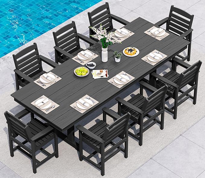 SERWALL Outdoor Dining Chairs Set of 4, All-Weather HDPE Patio Chair - Image 7