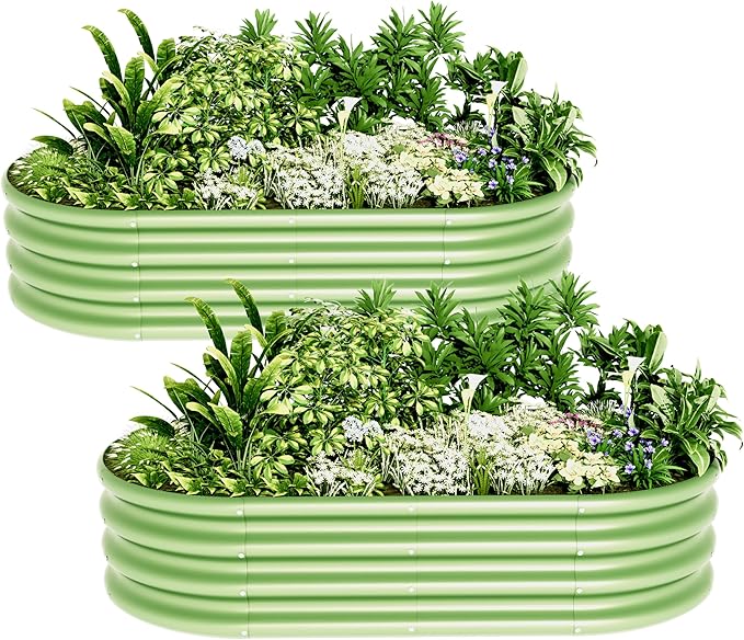 4x2x1ft-2pcs-Oval Raised Garden Bed Kit, Galvanized Planter Garden Boxes Outdoor - Image 6