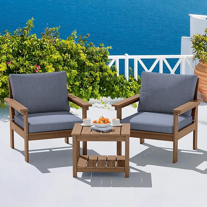SERWALL HDPE Patio Sofa Set, 3-piece Sectional Outdoor Furniture Set, All by SERWALL