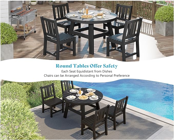 AMERLIFE 5 Piece HDPE Outdoor Dining Table & Chairs Set, All-Weather Patio - Image 7