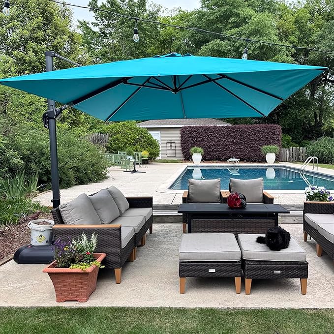 PURPLE LEAF 8 Feet Square Cantilever Umbrella Patio Umbrella by PURPLELEAF