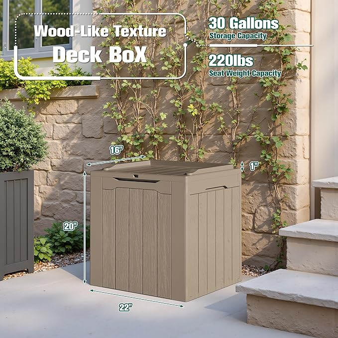 Devoko 30 Gallon Resin Deck Box 2 Pack Outdoor Indoor Waterproof Storage Box - Image 7