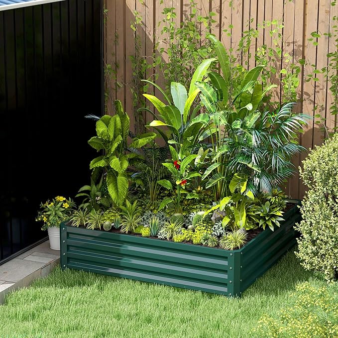 Outsunny Galvanized Raised Garden Bed, - Image 9