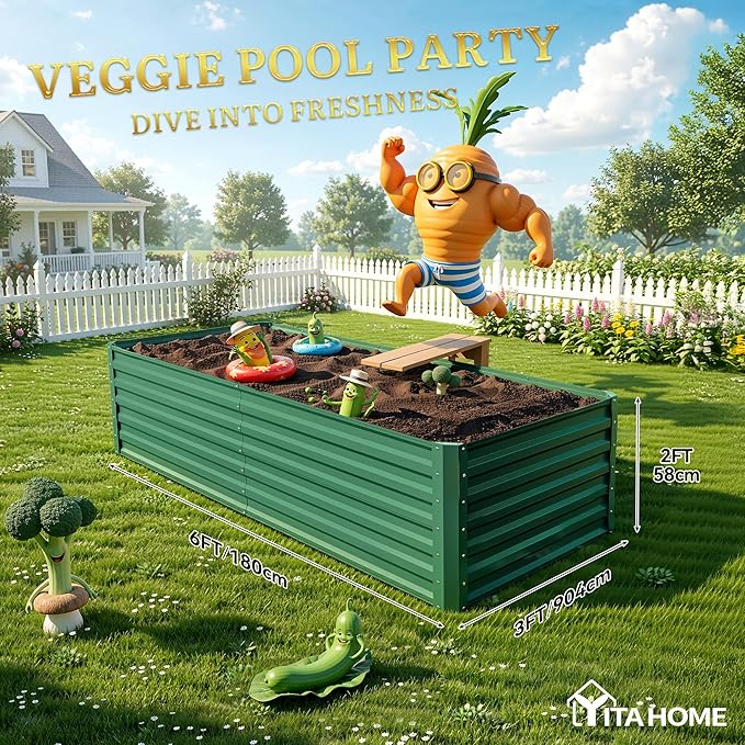 YITAHOME 6x3x2 ft Galvanized Raised Garden Bed Kit, Large Metal Planter Box - Image 7