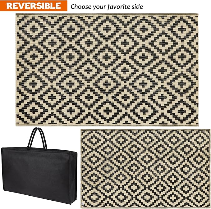 SAND MINE Reversible Mats, Plastic Straw Rug, Modern Area Rug, Large Floor Mat - Image 4