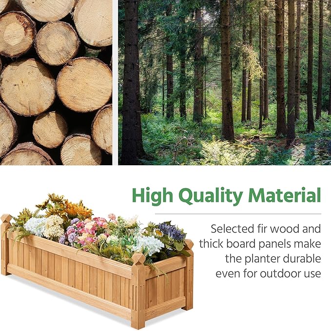 Yaheetech 43.5″ L × 16″ W × 14″ H Wooden Raised Garden Bed, Horticulture - Image 8