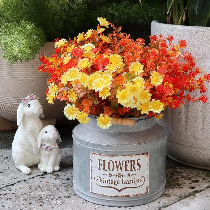 16 Bundles Artificial Plants Outdoor Fake Fall Flowers Mums - Image 2