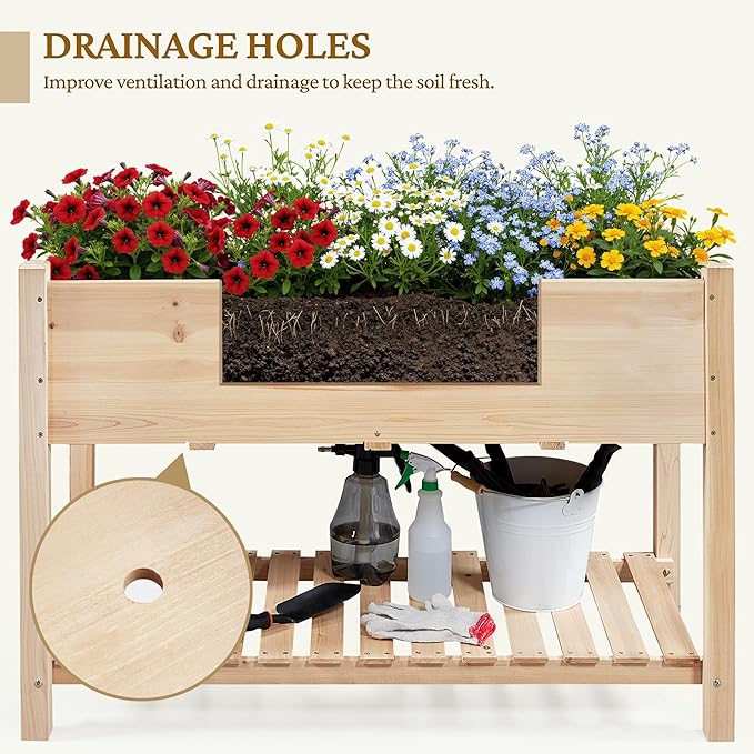 Yaheetech 47x23x32in Wooden Raised Garden Bed - Image 3