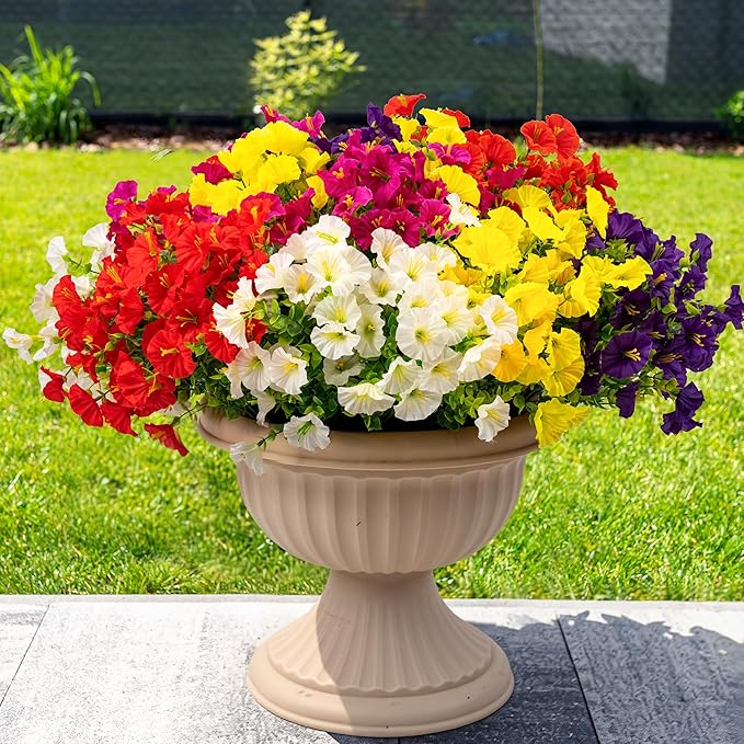 20PCS Artificial Fake Flowers for Outdoors/Indoors, Faux Silk Colorful Morning by ColoPlay