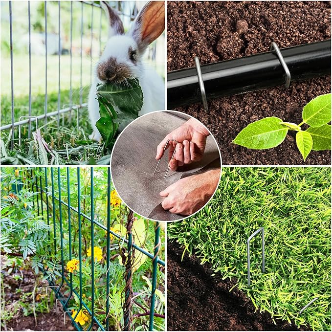 HongWay 60 Pack 6 Inch Landscape Staples, Galvanized Garden Stakes 11 Gauge - Image 6