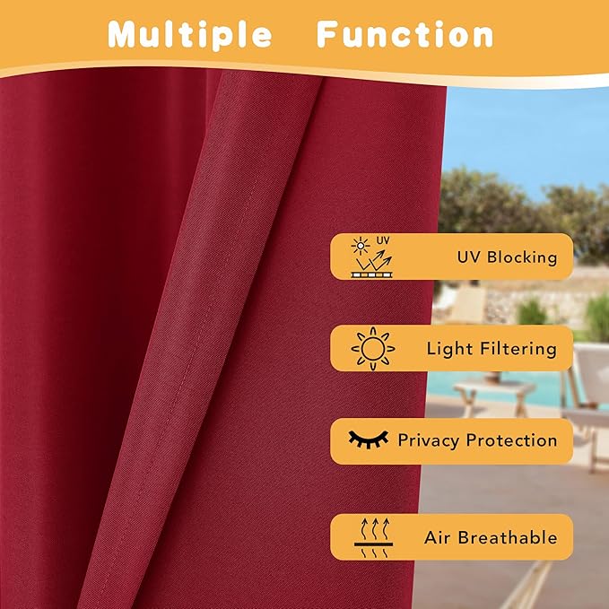 HolidayIdeas Red Outdoor Curtains - Image 3
