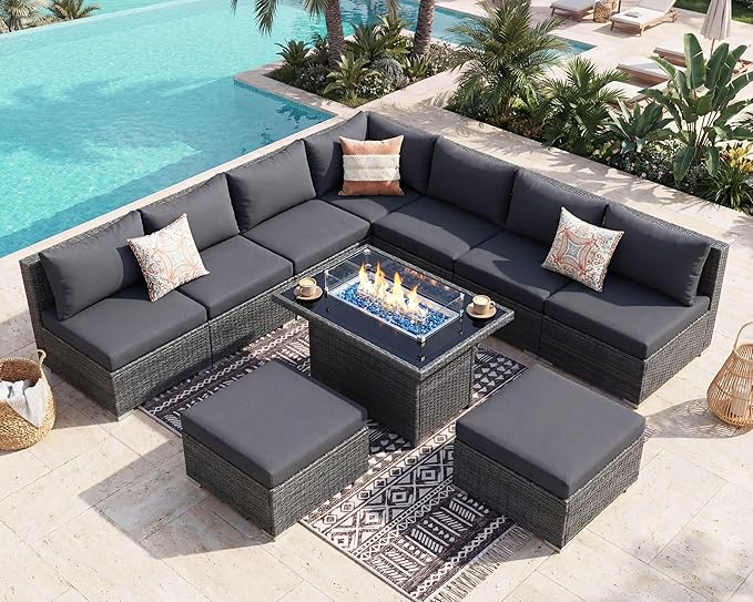 NICESOUL 10 Piece Contemporary Patio Furniture Set - Image 2