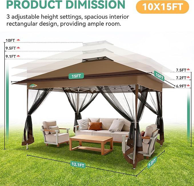 COBIZI 10x15 FT Pop up Gazebo on Clearance - Image 7