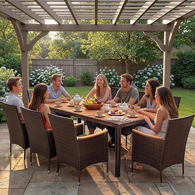 Devoko Outdoor Patio Dining Sets 9 Pieces Wicker Outdoor Dining Table and - Image 2