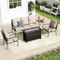 MFSTUDIO 5 Seats Large Metal Patio Conversation Sets, 4 Pieces Outdoor by MFSTUDIO