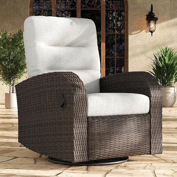 LayinSun Oversized Wicker Outdoor Swivel Glider Recliner by LayinSun