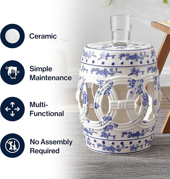 JONATHAN Y TBL1027A Lucky Coins 16" Chinese Ceramic Drum Indoor/Outdoor Garden - Image 6