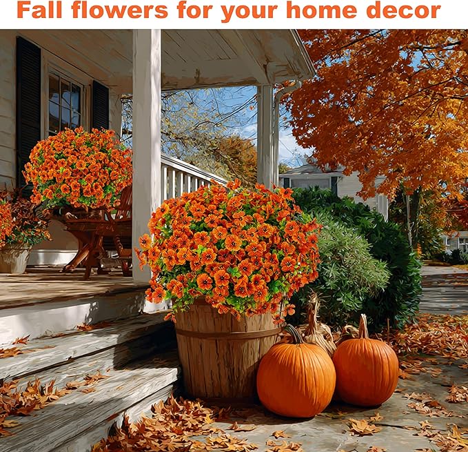 Artificial Fall Flowers Outdoor Fake Mums - Image 6