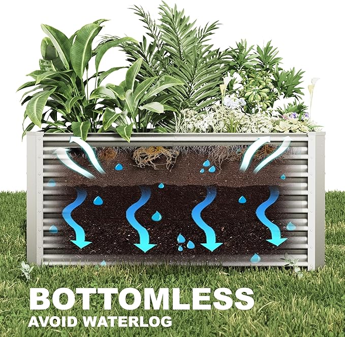 4x2x2ft Raised Garden Bed Kit, Galvanized Planter Garden Boxes Outdoor - Image 4