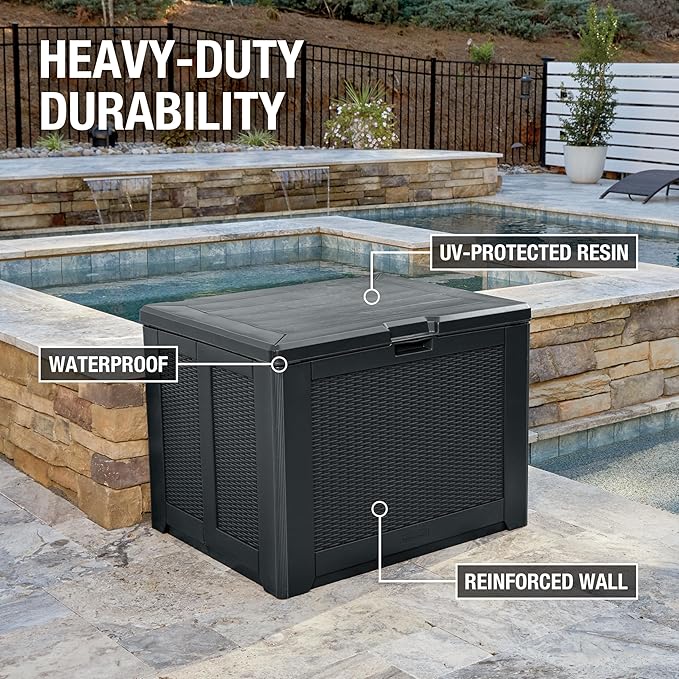 Rubbermaid Medium Resin Outdoor Storage Deck Box, Weather Resistant, Deck - Image 3