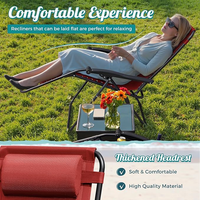 Homall Zero Gravity Patio Folding Lawn Reclining Lounge Chairs Outdoor Gravity - Image 5