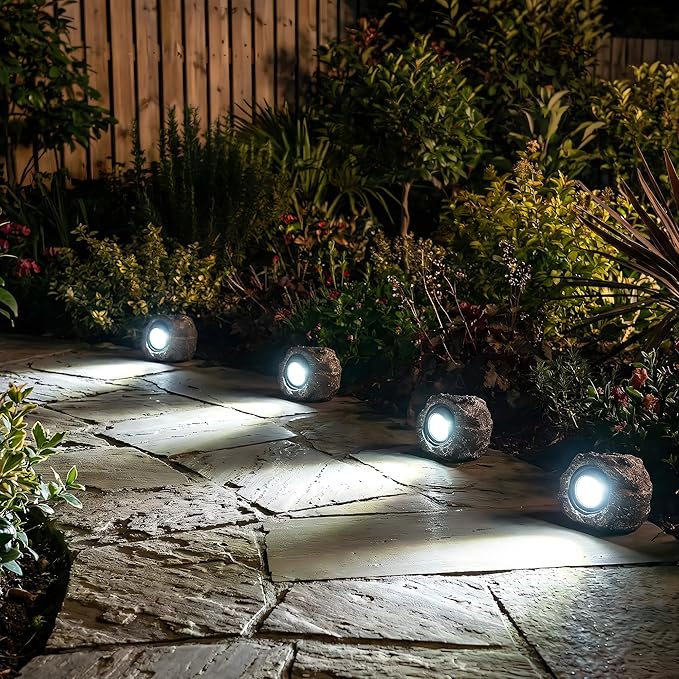 Solar Rock Lights Outdoor – 4 Pack Waterproof LED Landscape Garden Spotlights - Image 8
