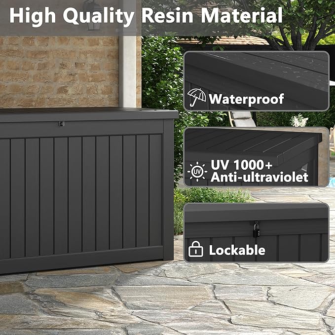 Outdoor Storage Box, Resin Deck Boxes Indoor and outdoor, Waterproof Storage - Image 4