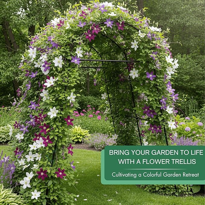 7ft Garden Arch Trellis for Climbing Plants Outdoor-Heavy Duty Metal Cucumber - Image 7